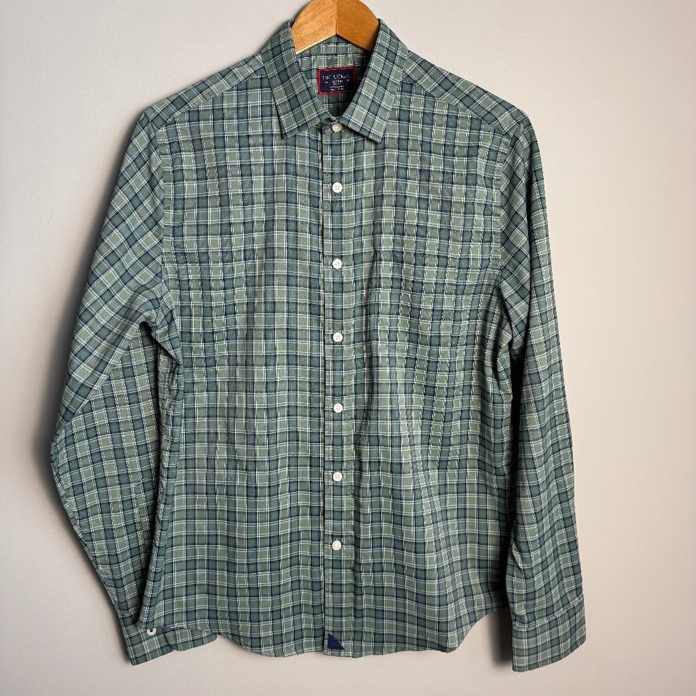 UNTUCKit Men's‎ Slim Fit Green Plaid Long Sleeve Button Shirt St. Patrick Day M